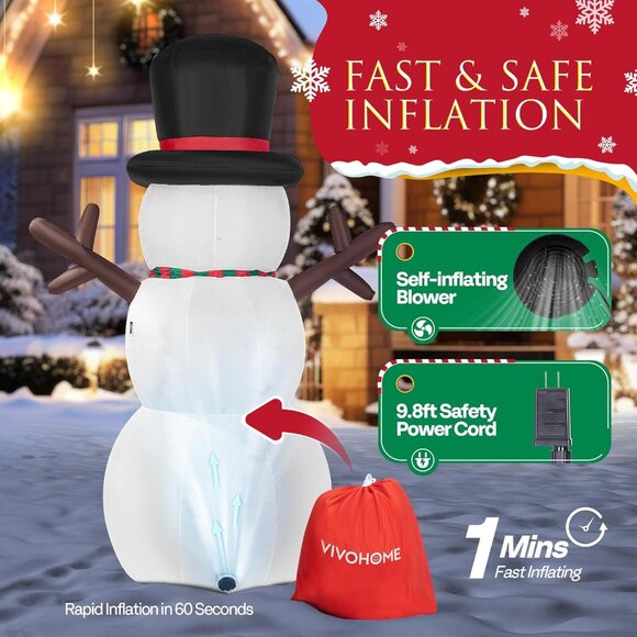 🆕8FT Christmas Inflatable Snowman with Colorful Button Outdoor Decoration - Picture 7 of 9